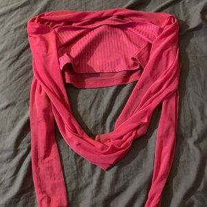 Pink long sleeve drape shirt